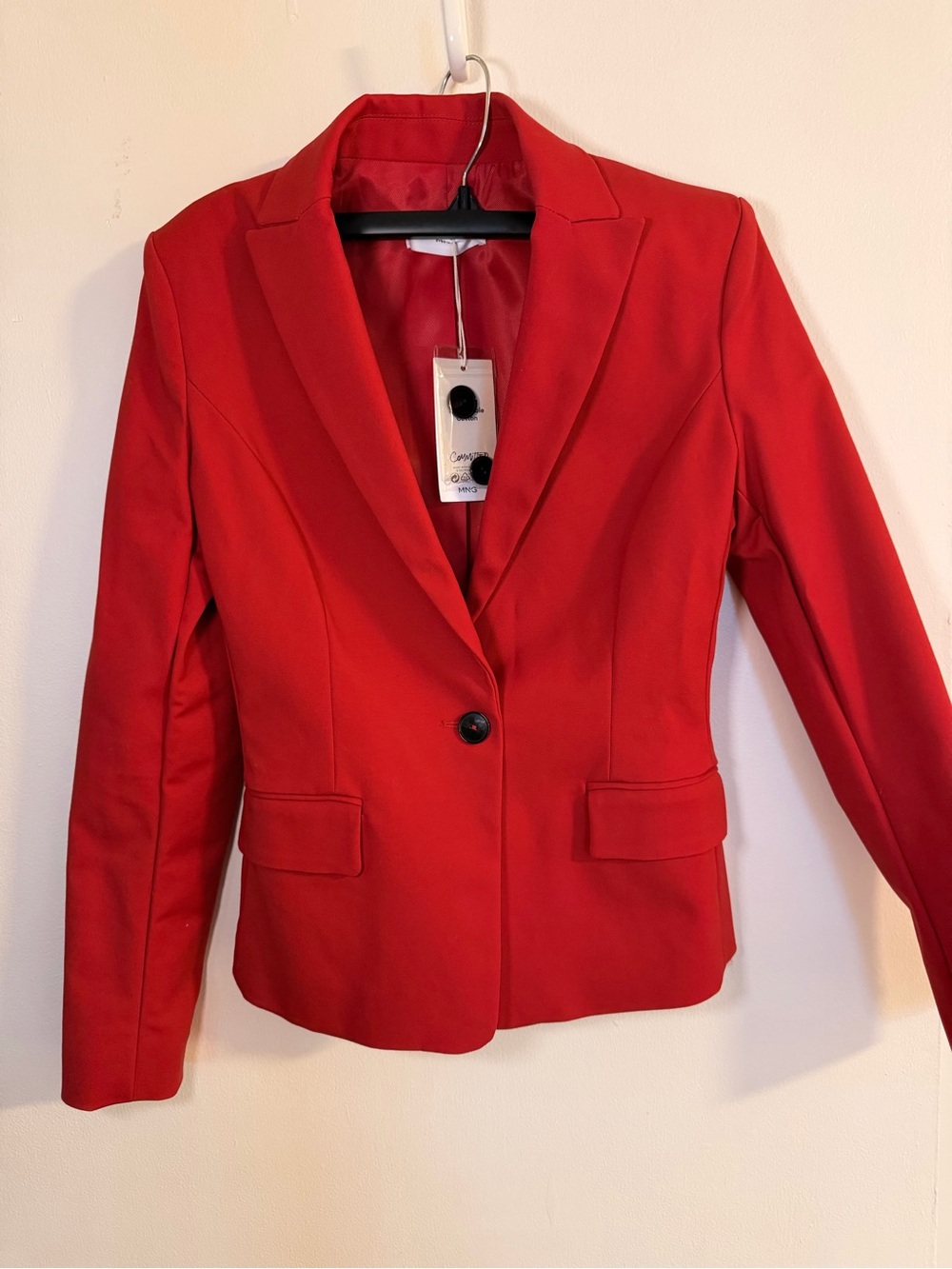 Mango Red Single-Button Tailored Blazer